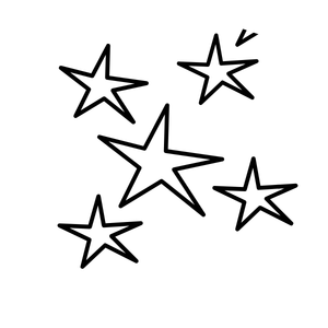 Five black stars on a white background